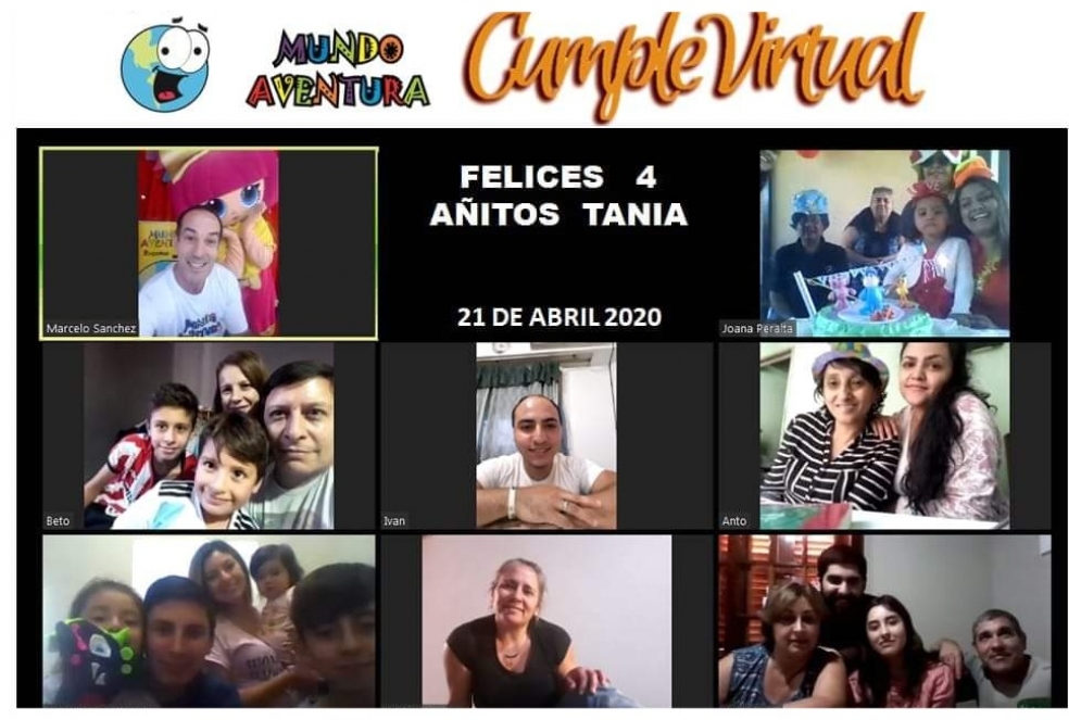 Tania y su familia disfrutando del cumple a distancia.