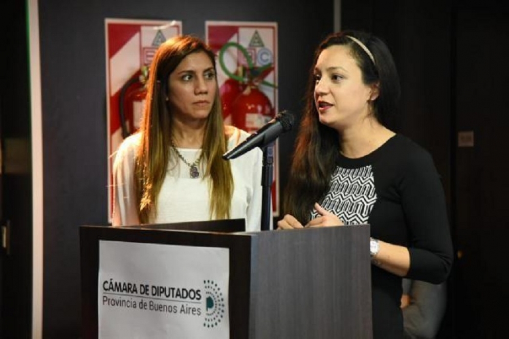 Ayelen Rasquetti durante la presentaci&oacute;n en la C&aacute;mara de Diputados de la provincia de Buenos Aires. 
