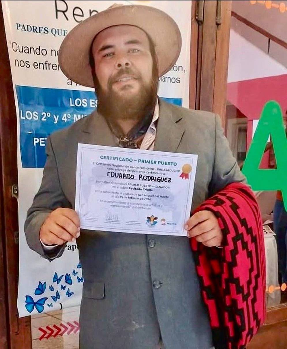 Rodr&iacute;guez, de Udaondo, fue el mejor recitador criollo del certamen.