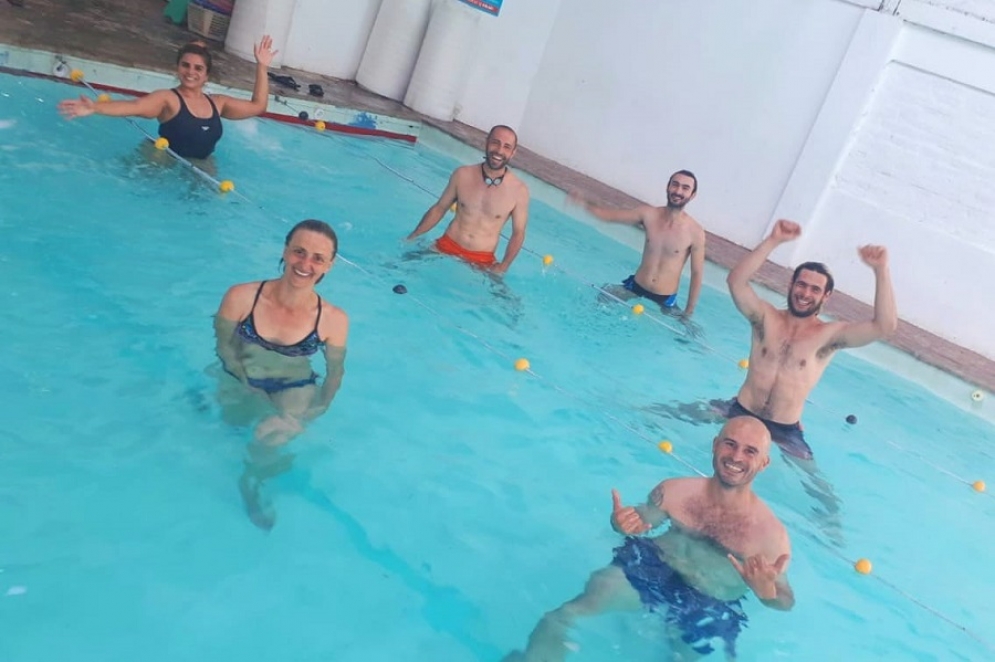 Los profes, con alegr&iacute;a por estar a horas de la reinauguraci&oacute;n de la temporada.