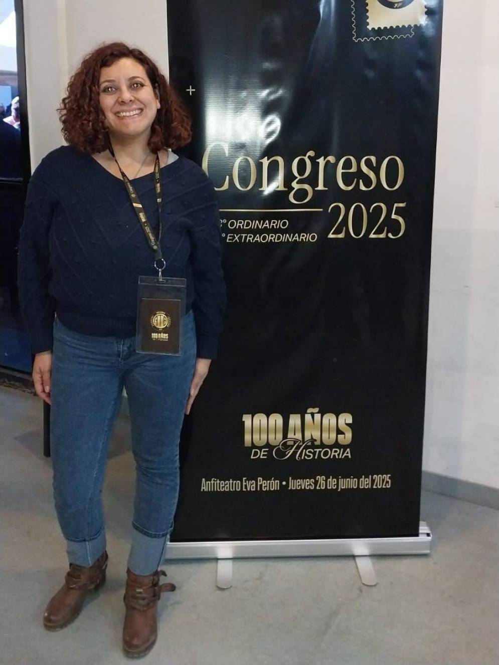 Medina luego de ser acreditada en el&nbsp;evento.