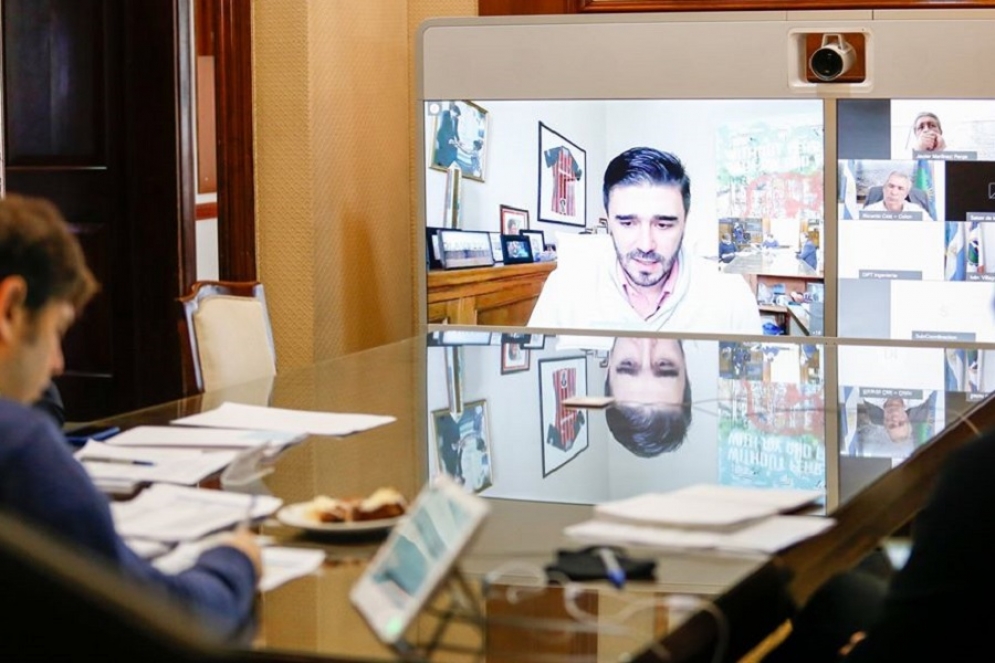 Kicillof durante la videocoferencia. 