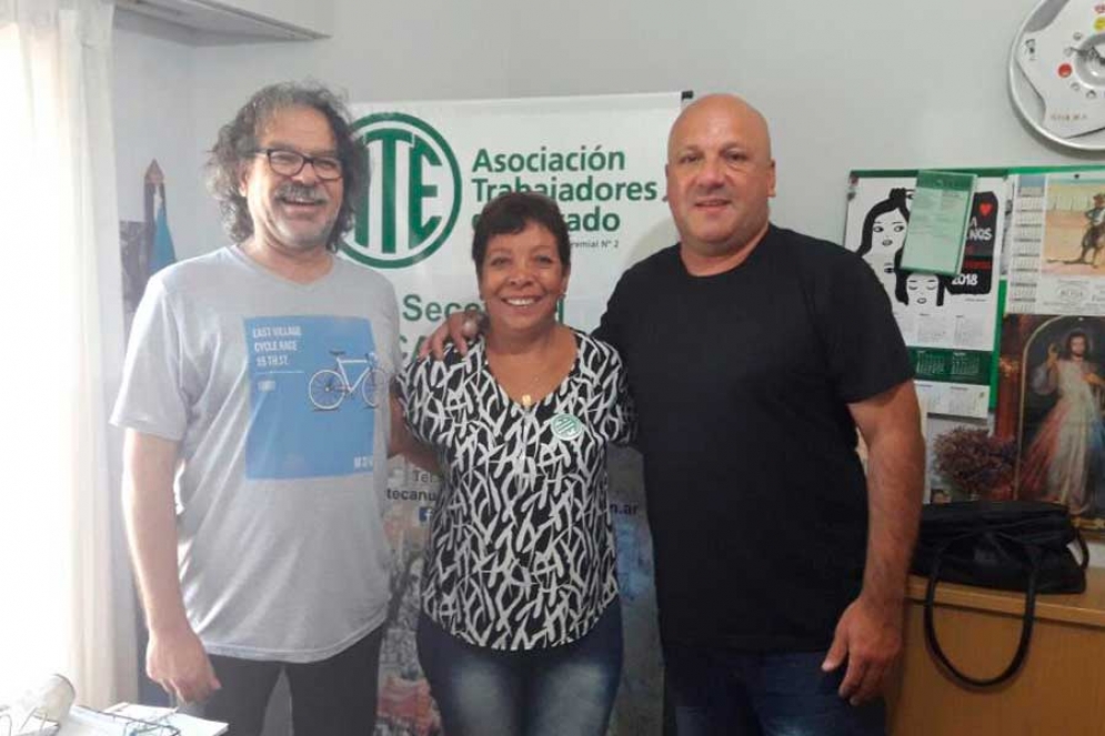 Graciela Perazzo, Secretaria General de ATE junto a Norberto Avans (izquierda) titular de Suteba Ca&ntilde;uelas mantuvieron un encuentro en la semana en la previa al paro. 