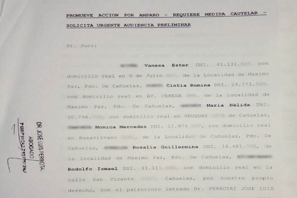 El recurso de amparo presentado. 