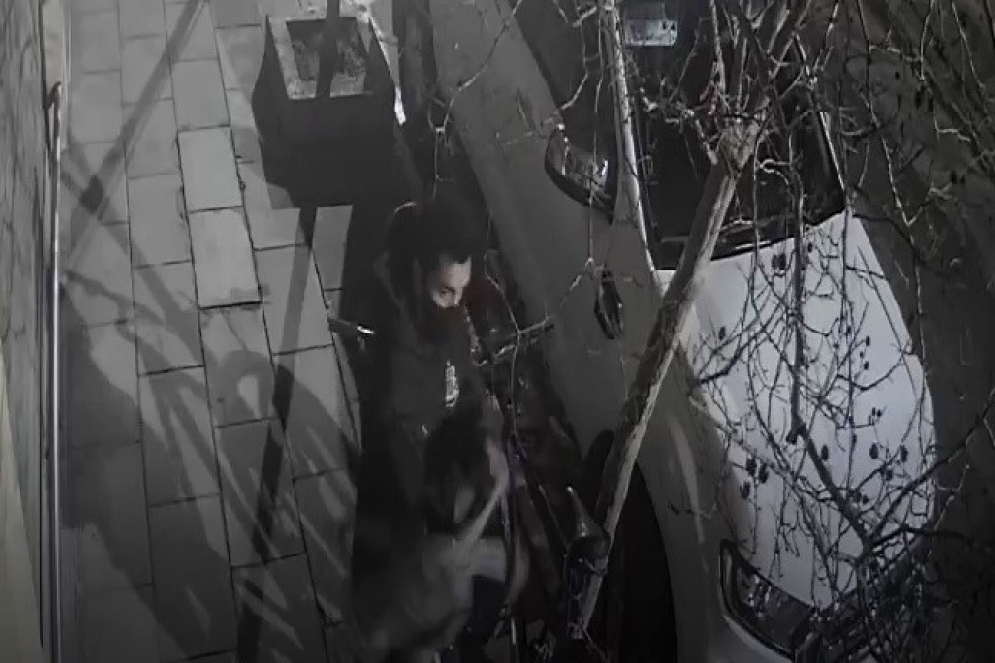 El ladr&oacute;n, "relojeando" que no haya testigos para dar el zarpazo. 