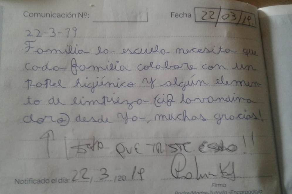 El pedido escrito por los mism&iacute;simos alumnos. 