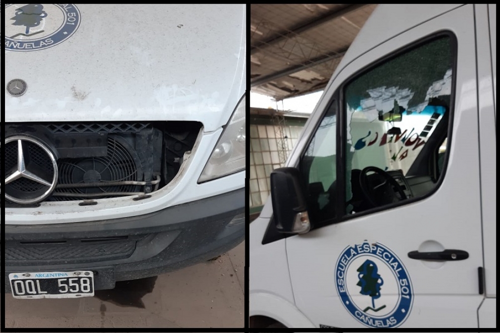 La Sprinter que fue da&ntilde;ada por los v&aacute;ndalos.