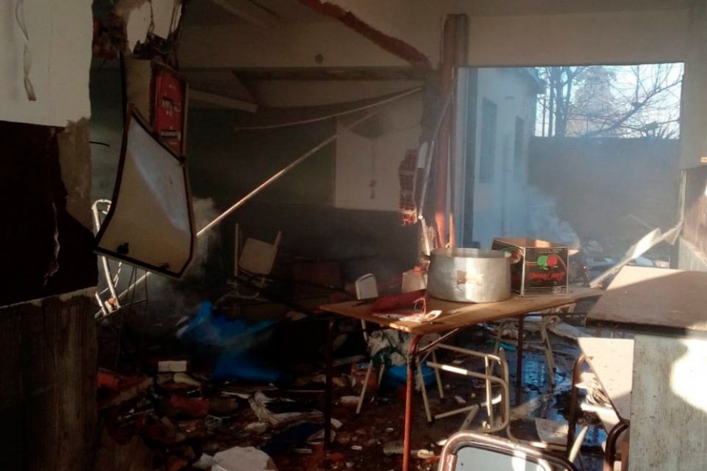 As&iacute; qued&oacute; la cocina de la escuela de Moreno tras la explosi&oacute;n. 