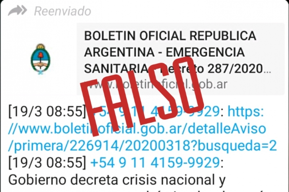 El mensaje que circul&oacute; por WhatsApp.