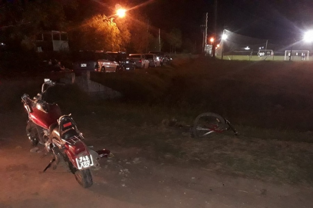 La moto instantes despu&eacute;s del accidente. 