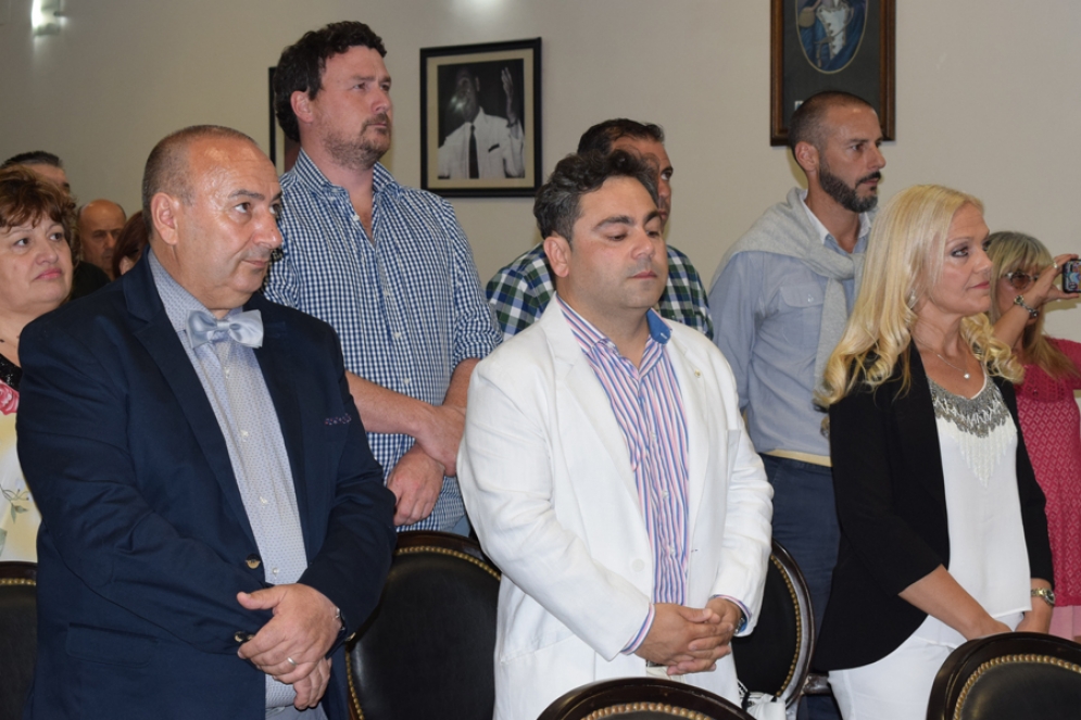 Eduardo Della Corte, Marcelo Sabino y Ver&oacute;nica Iozzolino en la ceremonia. 