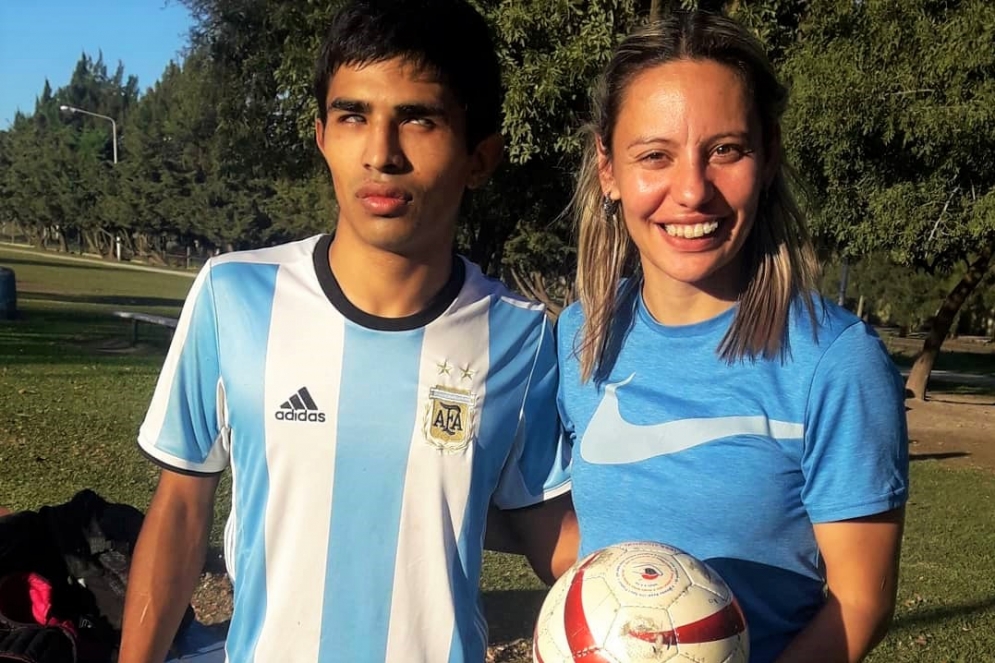 Junior con la "albiceleste" entrenando en Ca&ntilde;uelas.